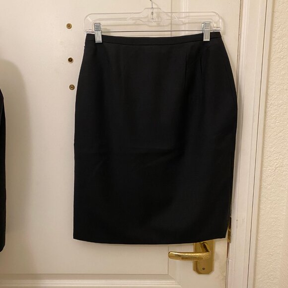 Vintage Excellent Istante Versace 100% Wool Black Skirt Suit Detail Size 4 - Picture 10 of 12